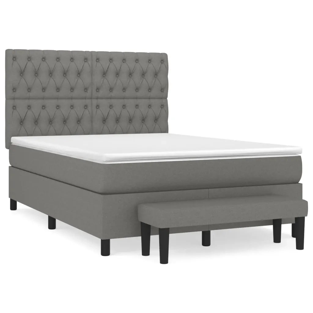 Giroletto a Molle con Materasso Grigio Scuro 140x190 cm Tessuto 3136830