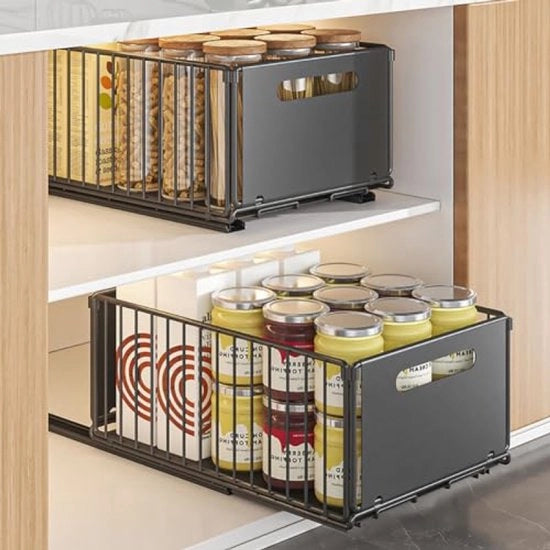 Sistema di archiviazione 2-in-1 estensibile con pannelli regolabili - per cucina o bagno