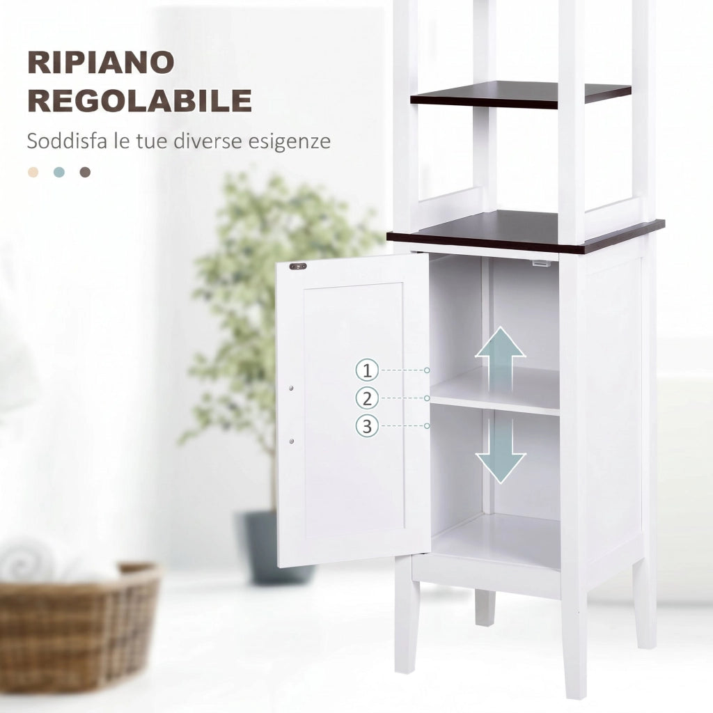Mobile Bagno a Colonna 40x38x162,5 cm Salvaspazio con 3 Ripiani Aperti in MDF Bianco