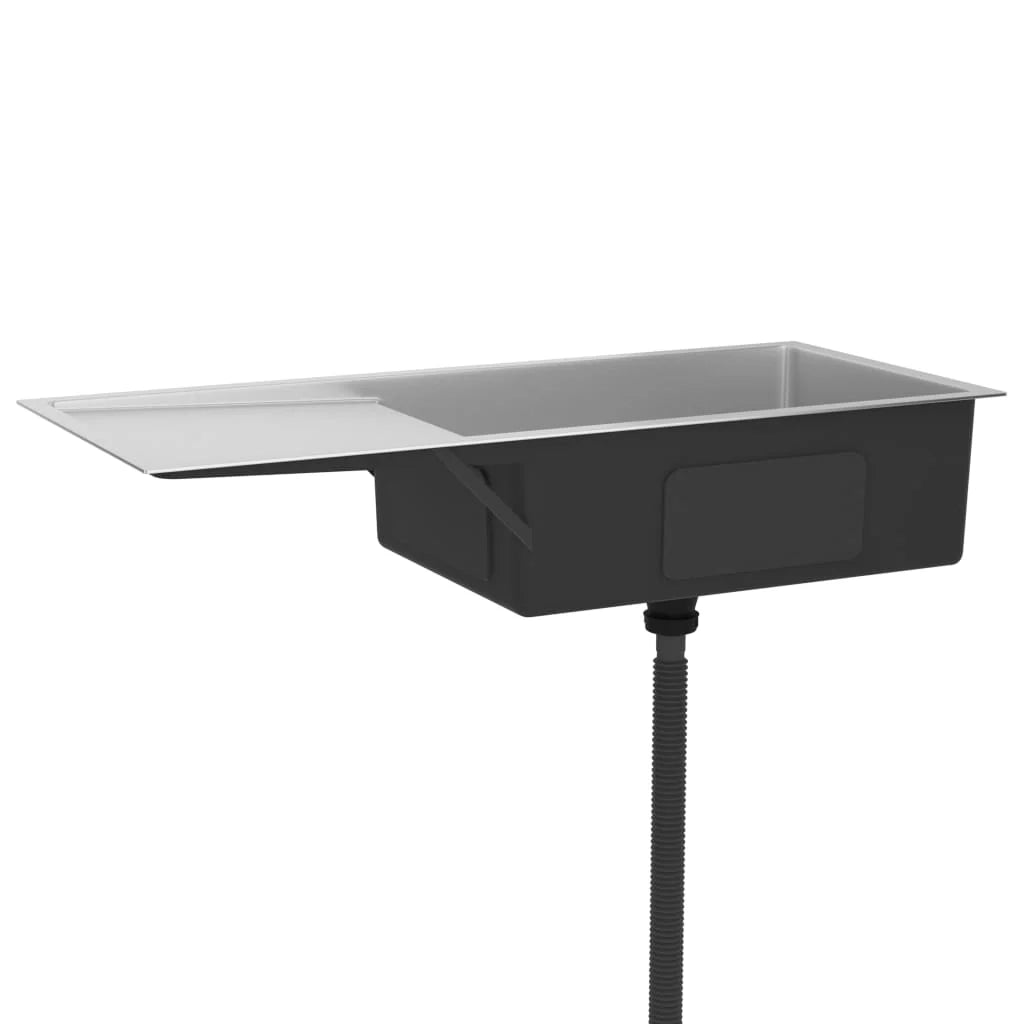 Lavello da cucina fatto a mano 100 x 44 cm acciaio inox argento 02_0002475
