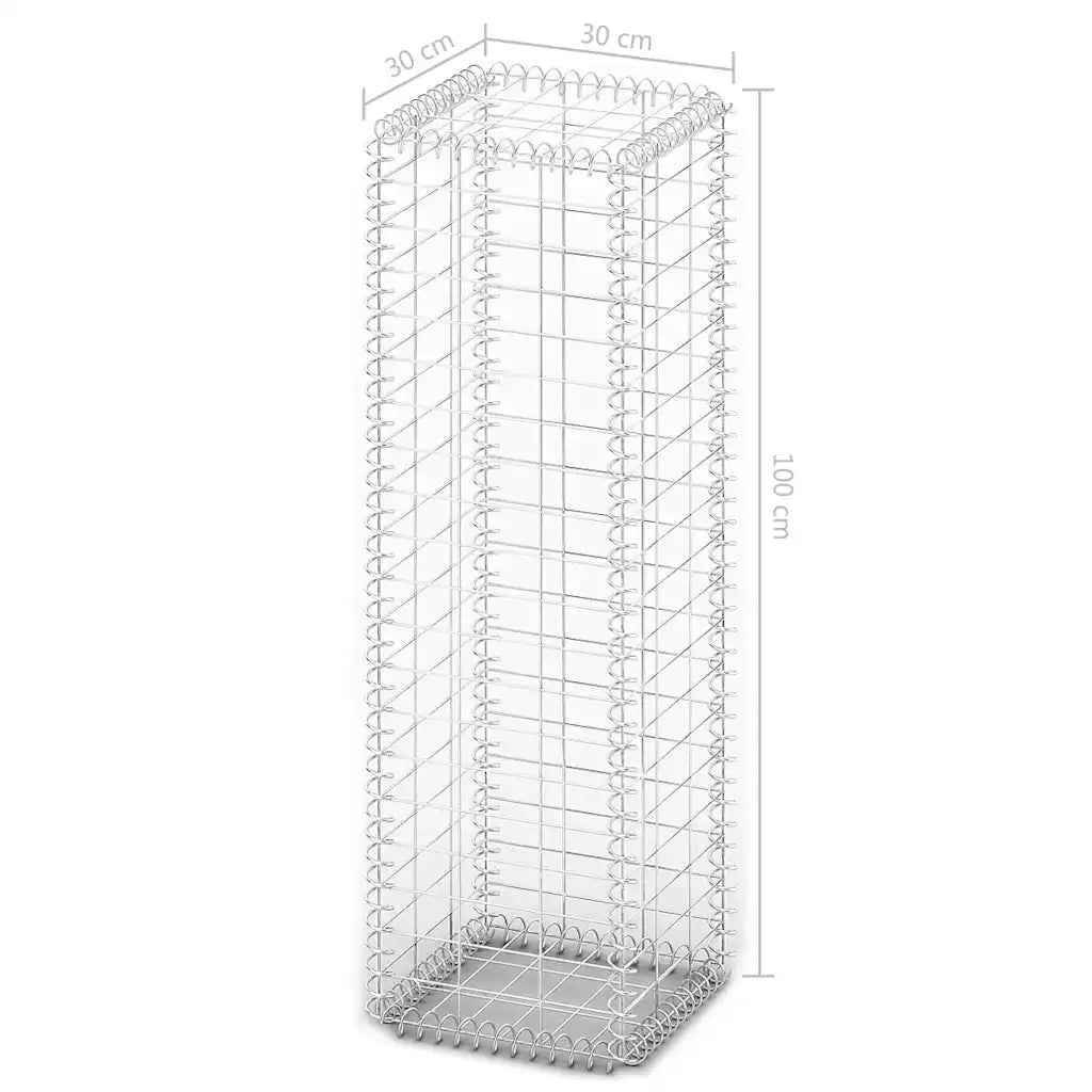 Cesto Gabbione con Coperchio in Filo Zincato 100 x 30 x 30 cm 141038