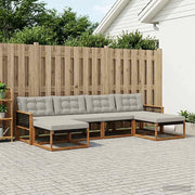 Set di divani da esterno 6 pz Naturale e Grigio Chiaro 3381599