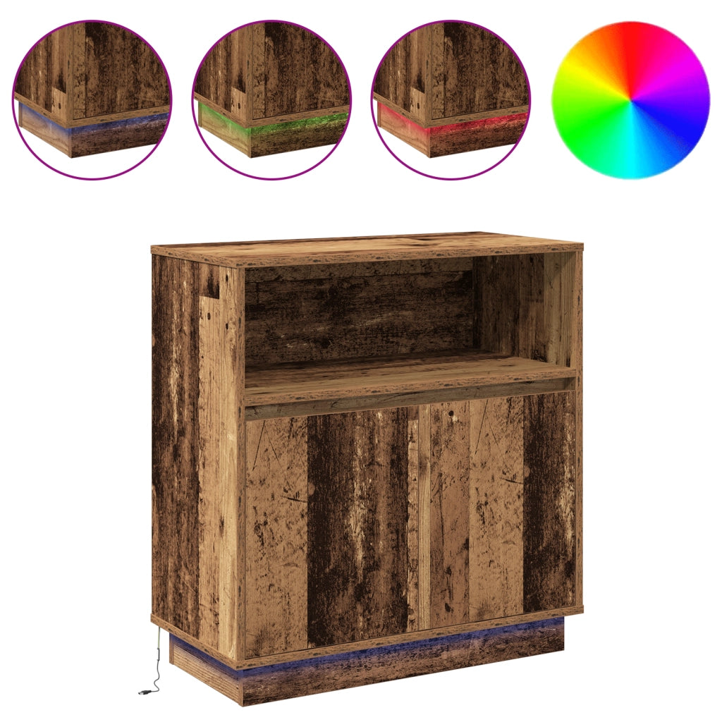 Credenza con LED Legno Antico 71x34,5x75 cm MDF
