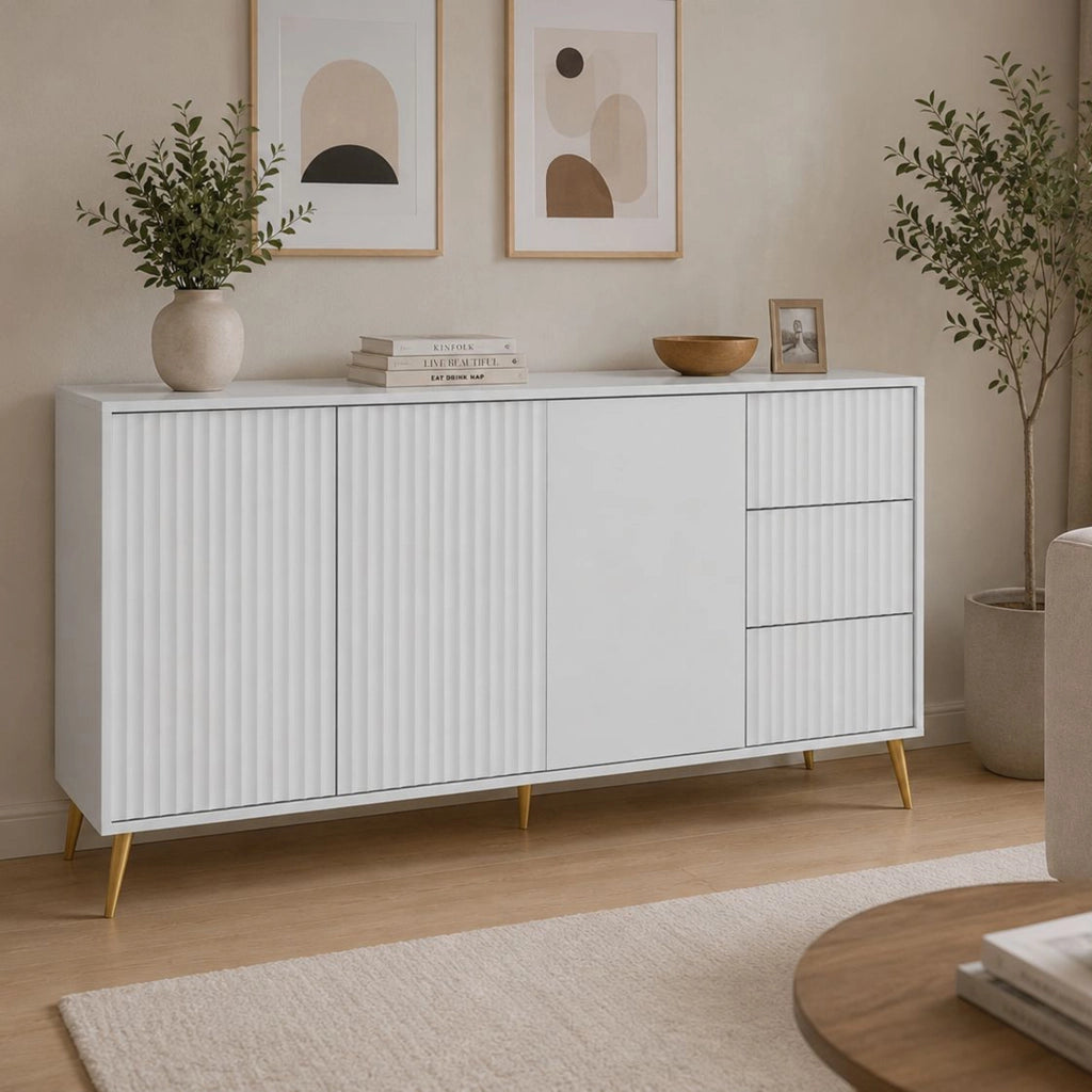 Madia Lenasi, Credenza 3 Cassetti, 179x40x98h cm Bianco