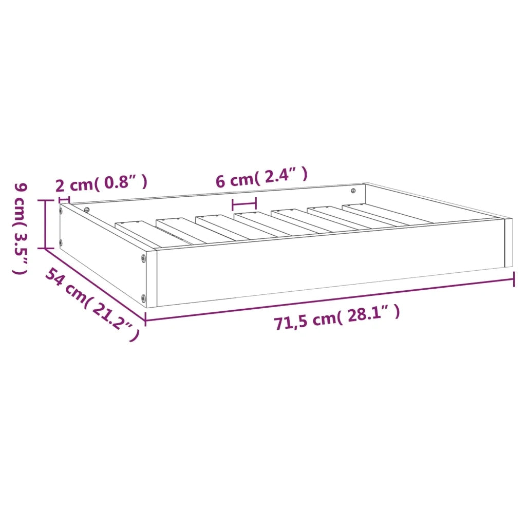 Cuccia per Cani Nera 71,5x54x9 cm in Legno Massello di Pino 820860
