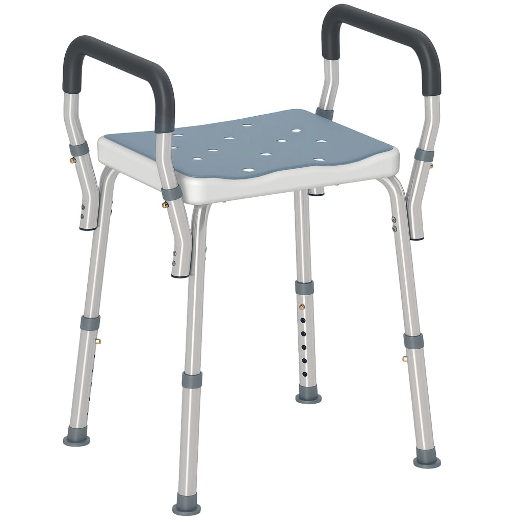 Sgabello Doccia Regolabile con Braccioli ¨C zephmum ¨C Alluminio HDPE EVA 52x45x57-69 cm