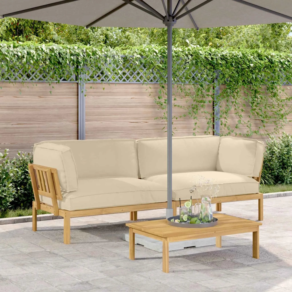 Set di divani con cuscino 2 pcs Beige Legno di Acacia Massello 3418357
