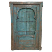 Finestra in legno con finitura artigianale blu, 105x12x166h cm