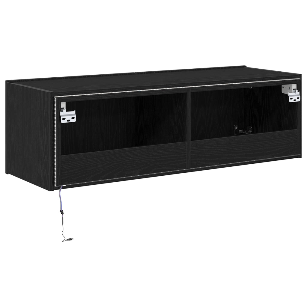 Mobile TV  con luci LED Nero Rovere 100x35x31 cm
