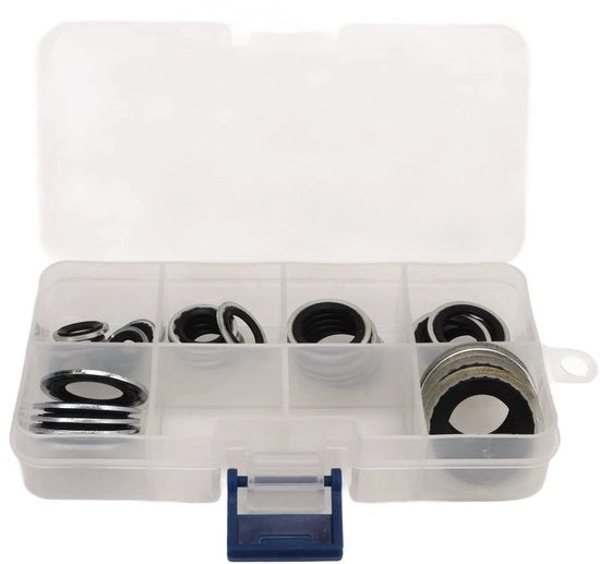Impacchi di compressione universali 30 pezzi - Set di impacchi per compressori AC - Universale - Leggero - Lega di alluminio - Scatola di stoccaggio trasparente - Set di impacchi