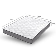 Materasso 160x200 cm H3 bianco e grigio, 7 zone, molle insacchettate e schiuma, 20 cm,