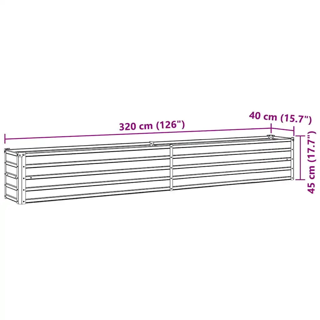 Letto Rialzato in Acciaio Zincato 320x40x45 cm Marrone 47054