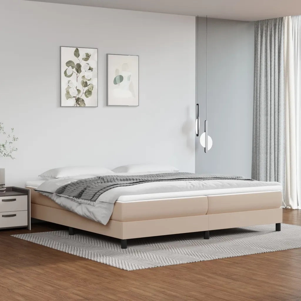 Letto matrimoniale | Letto per adulti | Struttura Letto a Rete a Molle Cappuccino 200x200 cm in Similpelle