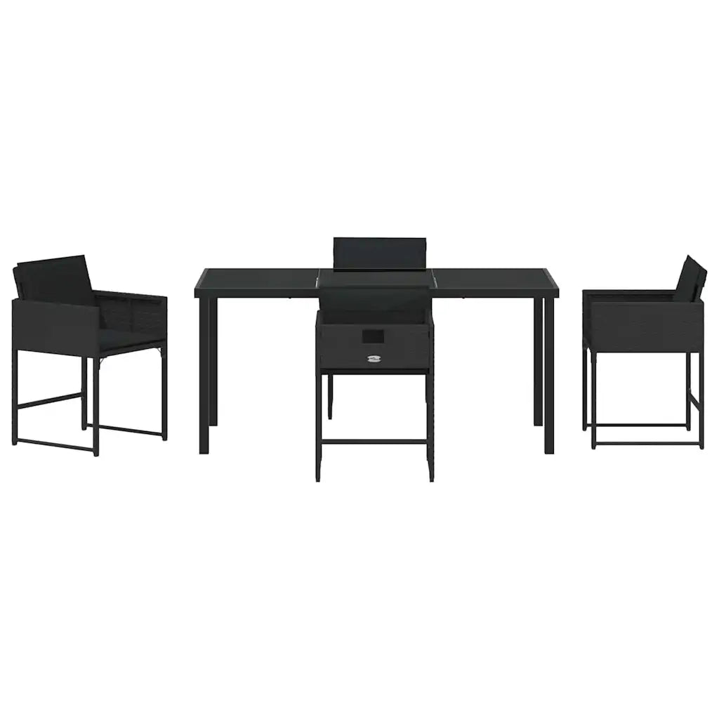 Set da Pranzo per Giardino 5 pcs Nero polyrattan 3380719