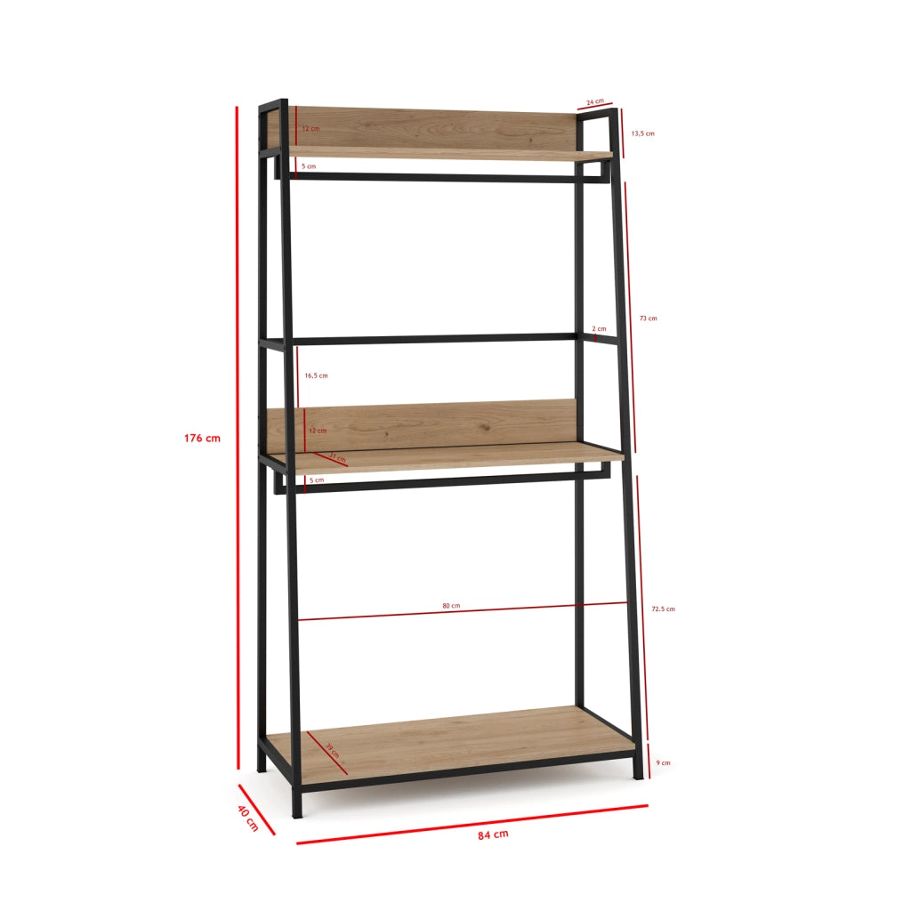 Appendiabiti industriale Hispanohogar finitura rovere e grafite 176x84x40