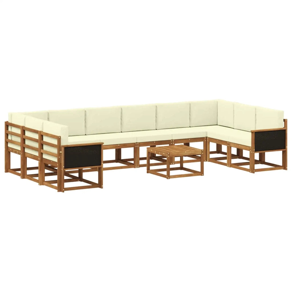 Set di divani da esterno con cuscino 11 pcs Naturale e Crema 3385581