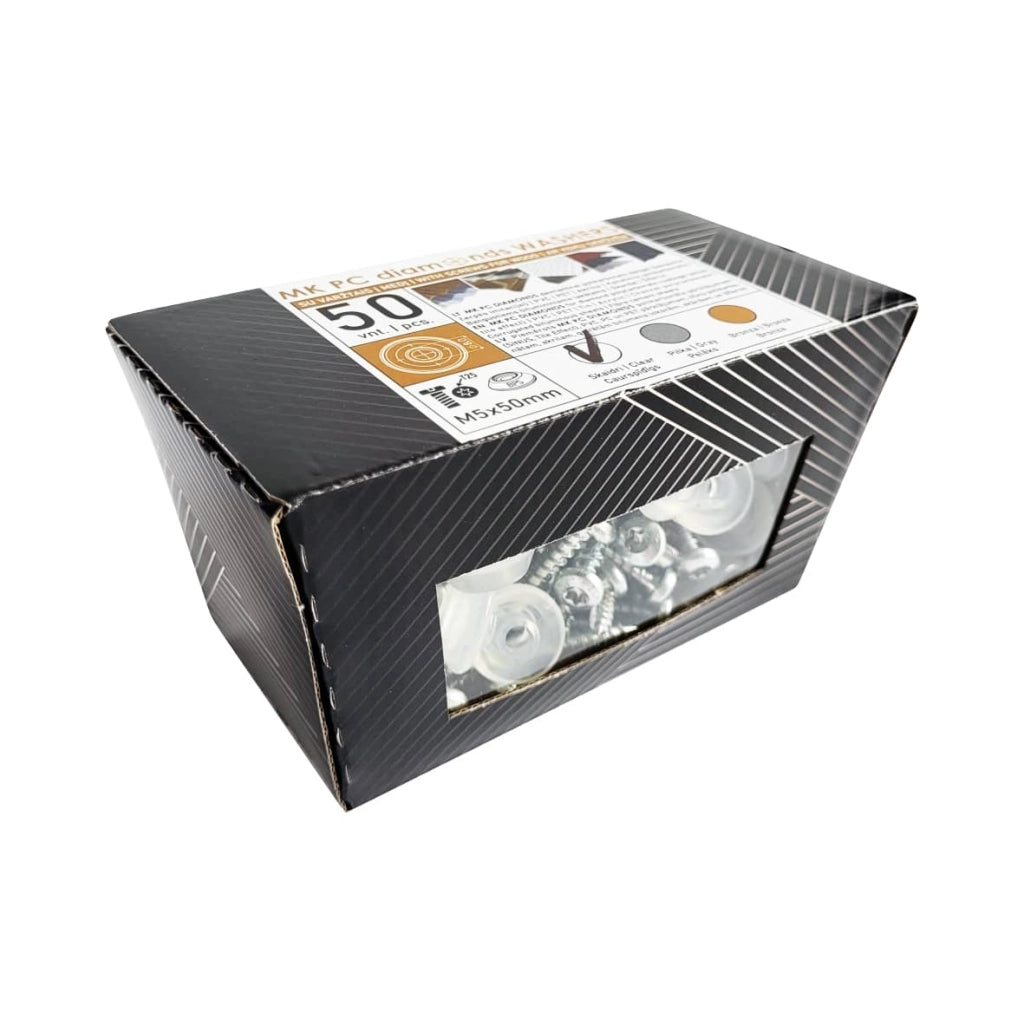 Viti zincate M5 x 40 mm per metallo con rondella di tenuta trasparente MK PC DIAMONDS 50 pezzi