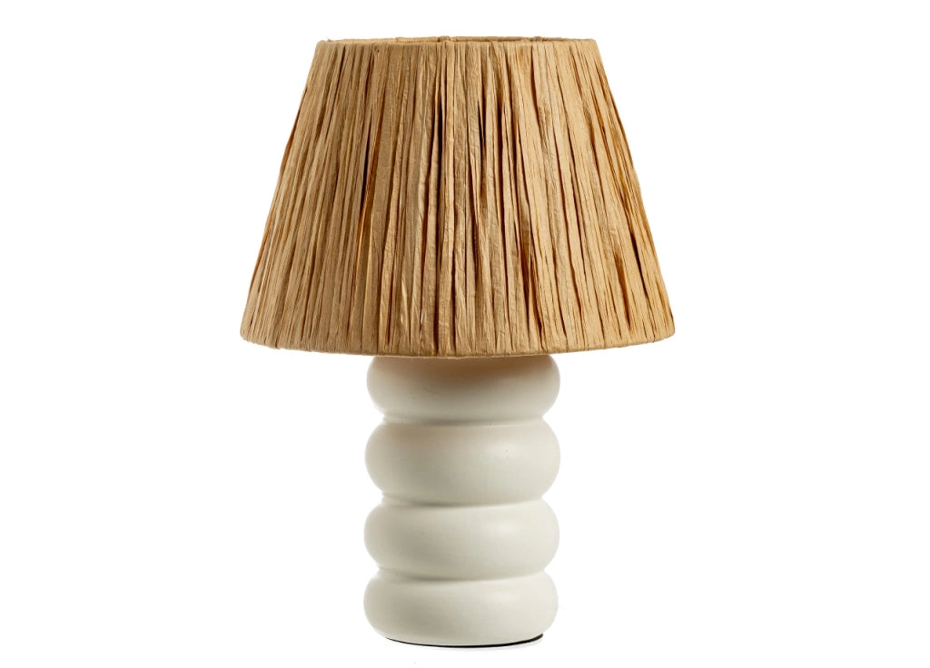 Lampada Da Tavolo Comodino Ricaricabile Accensione On/Off Modello Atene - Big - Bianco