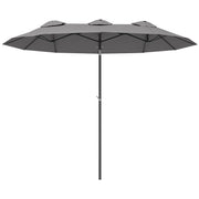 OMBRELLONE DOPPIO INCLINABILE A 45° CON MANOVELLA E PRESE D'ARIA IN ACCIAIO E POLIESTERE 285X147X227 CM GRIGIO