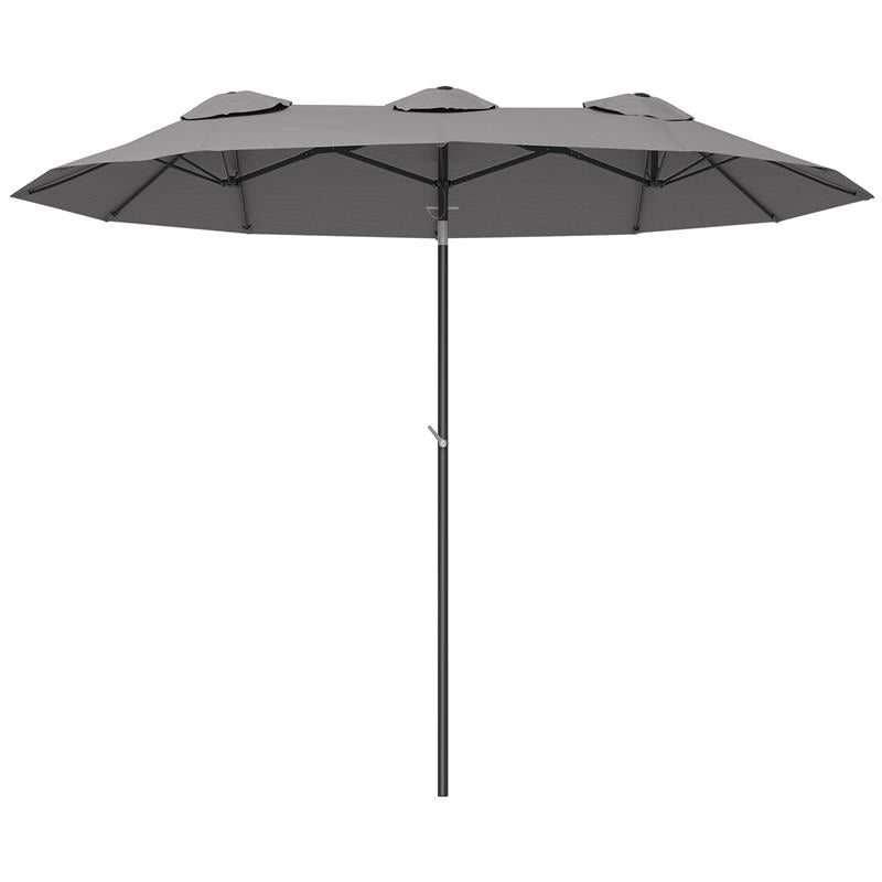 OMBRELLONE DOPPIO INCLINABILE A 45° CON MANOVELLA E PRESE D'ARIA IN ACCIAIO E POLIESTERE 285X147X227 CM GRIGIO