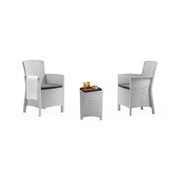Salottino da esterno Armin, Set da giardino con cuscini, Salottino  effetto rattan, 100% Made in Italy, Bianco