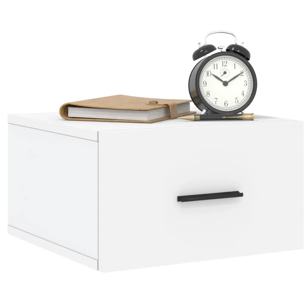 Set di 2 Comodini | Armadio da Notte | Mobiletto da notte a Muro Bianchi 35x35x20 cm