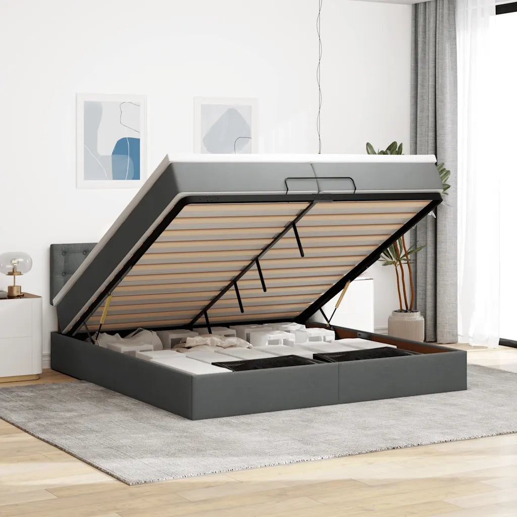 Struttura Letto Pouf con Materasso 200x200 cm in Tessuto