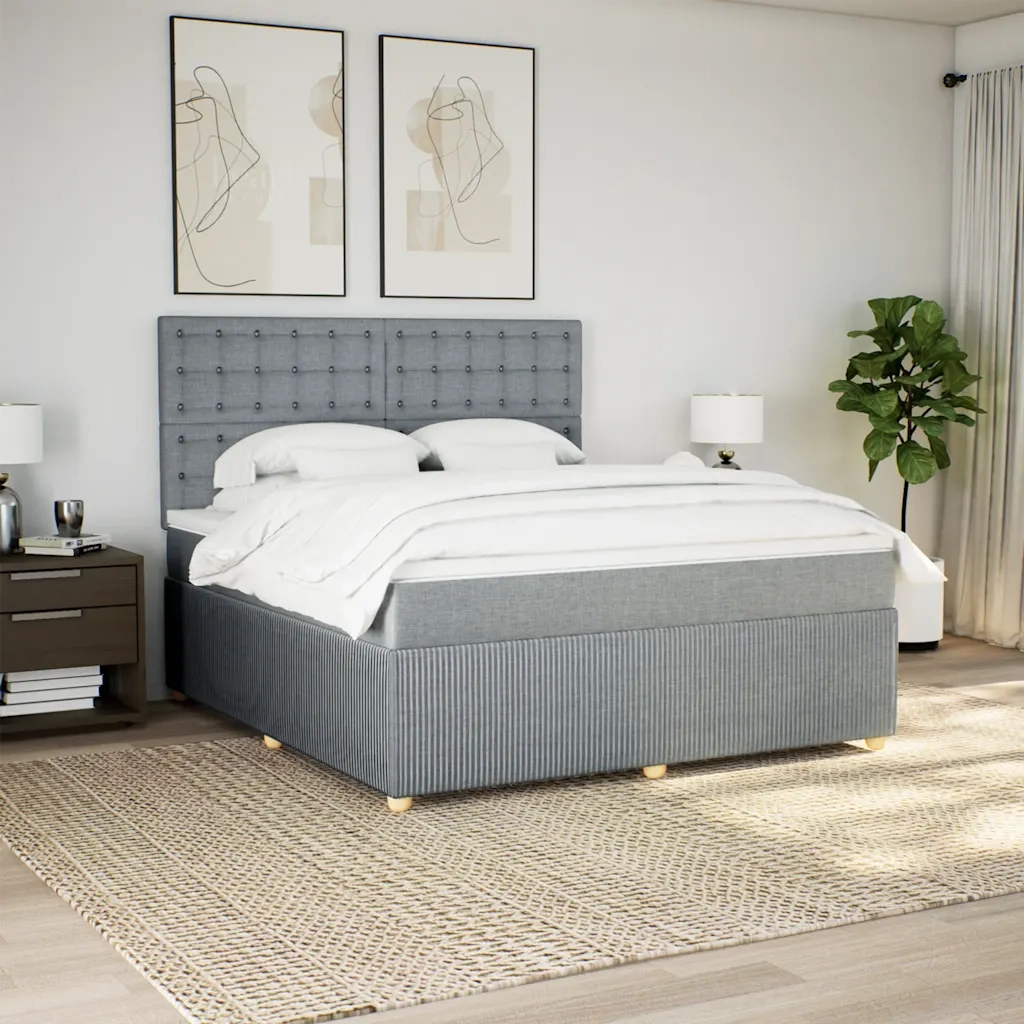 Giroletto a Molle con Materasso Grigio Chiaro180x200 cm Tessuto