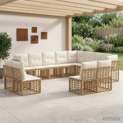 Set di divani da esterno Naturale e Bianco Crema Poliestere 3437598