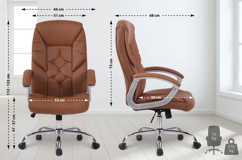 Sedia da ufficio XXL Rodeo in similpelle marrone chiaro