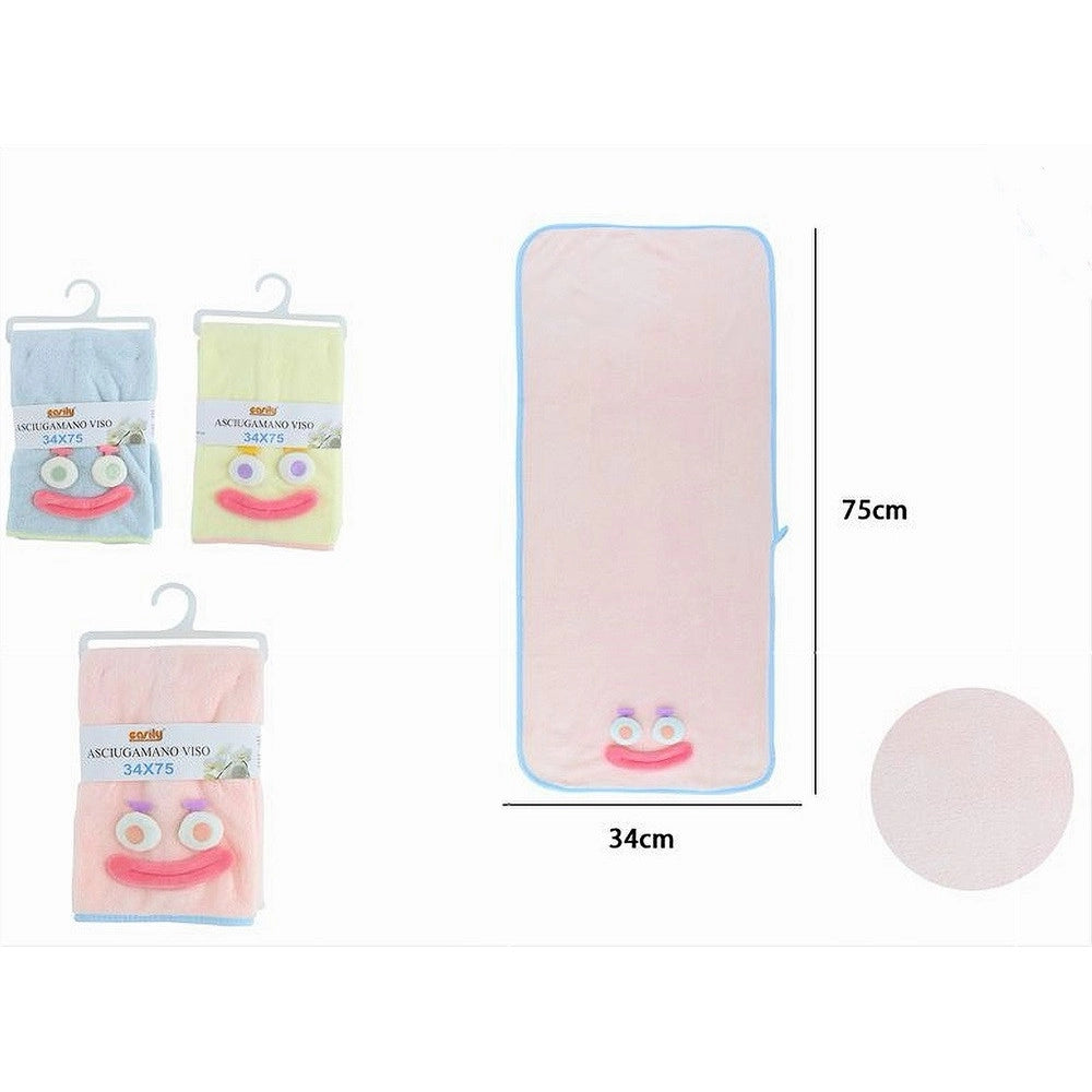Trade Shop - Asciugamano Viso 34x75cm Tessuto Morbido Con Faccia Bagno Ospite 3 Colori 10737 -