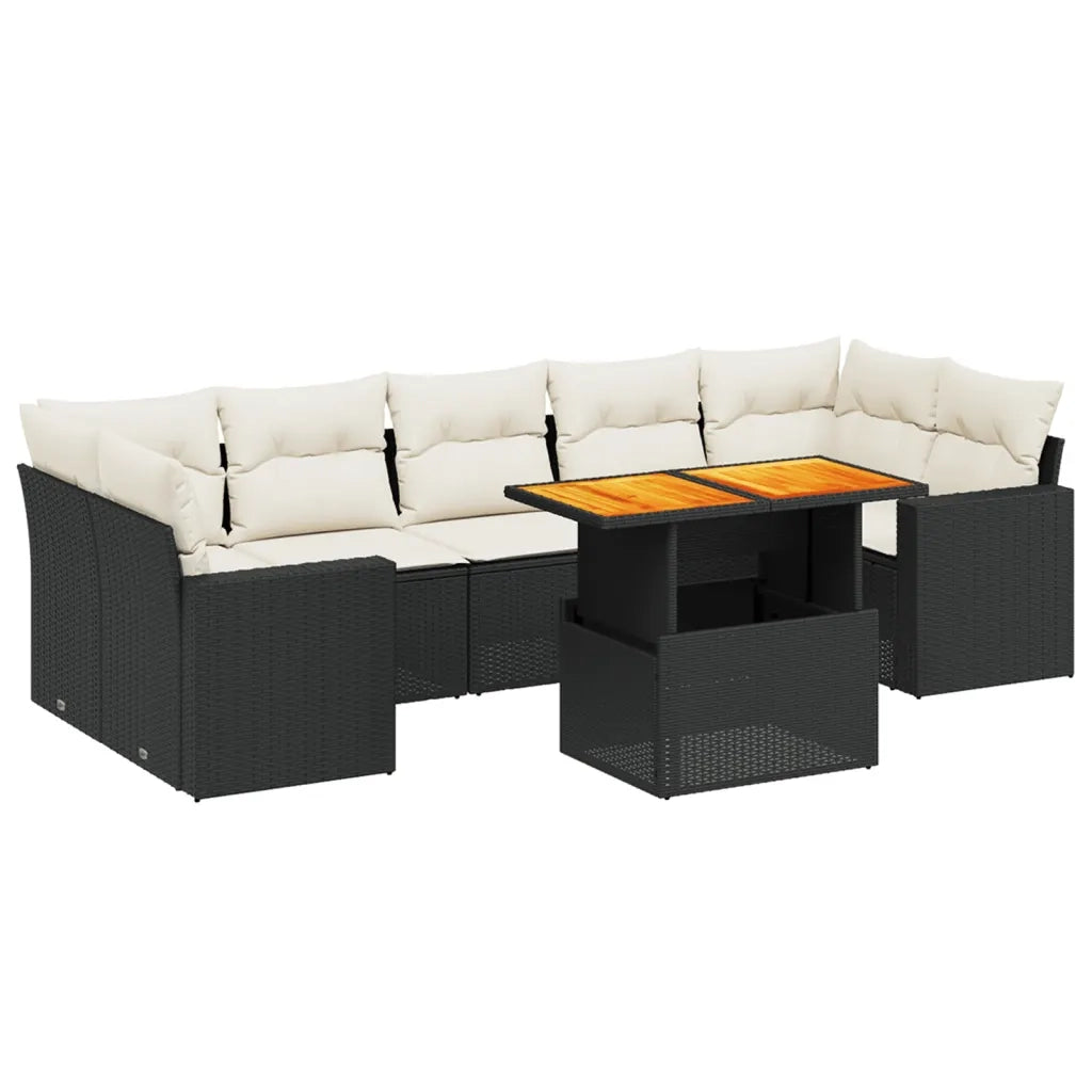 Set Divani da Giardino con Cuscini 8 pz Nero in Polyrattan 3271224