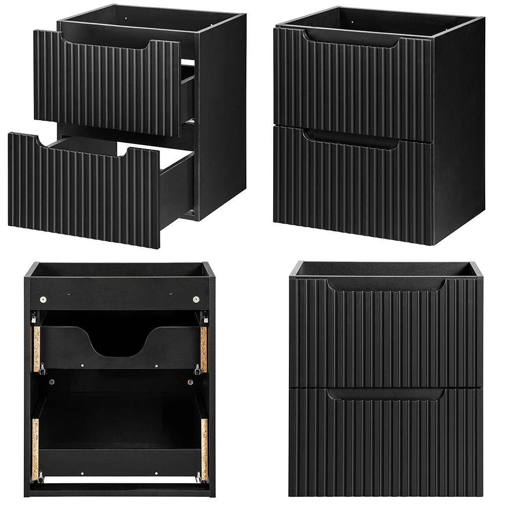 Mobile Sottolavabo da Parete NEWPORT con 2 Cassetti e Armadietto 80 x 60 x 40 cm - Nero [en.casa]