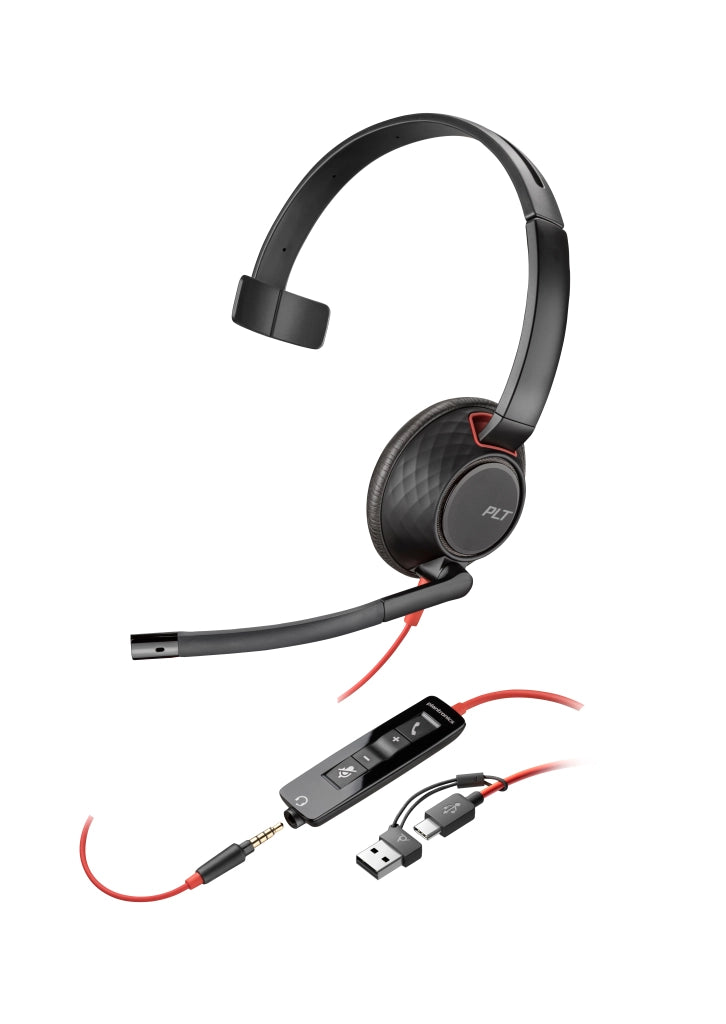 Plantronics/poly cuffia 8x230a6 / blackwire 5210 mono usb-c ms nero