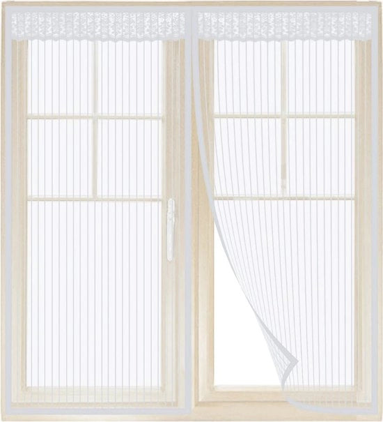 Veloce schermo per finestra, schermo magnetico per finestra con cornice completa per tenere lontani gli insetti (130 x 150CM, Bianco)