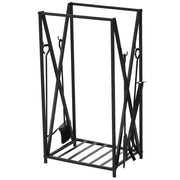 Porta Legna per Camino con Attrezzi ¨C Zephmum ¨C Acciaio, 46x30x76cm, Nero