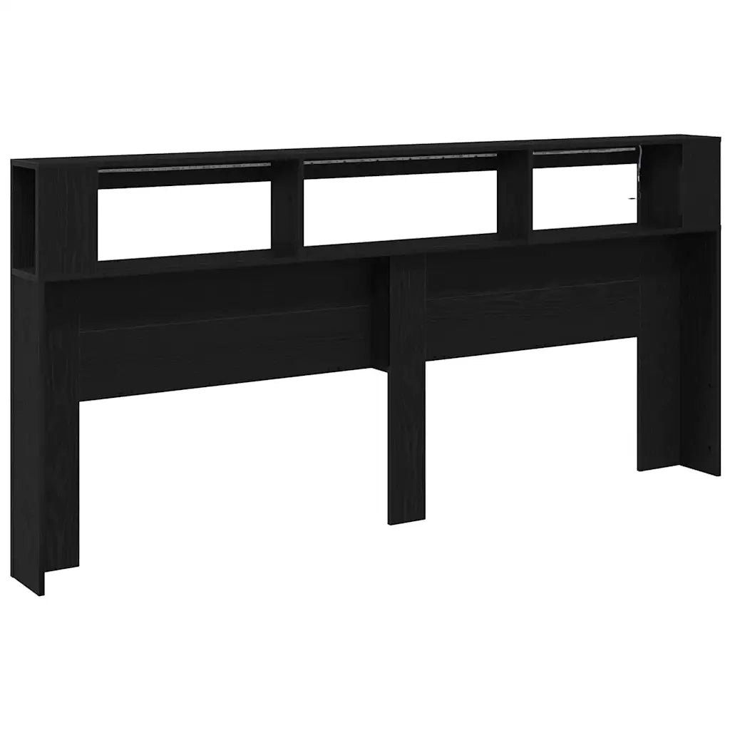Testiera LED con lo scaffale Rovere Nero 220 x 18,5 x 103,5 cm 863117