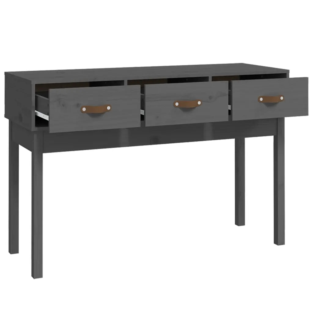 Tavolo Consolle Grigio 114x40x75 cm in Legno Massello di Pino 821756