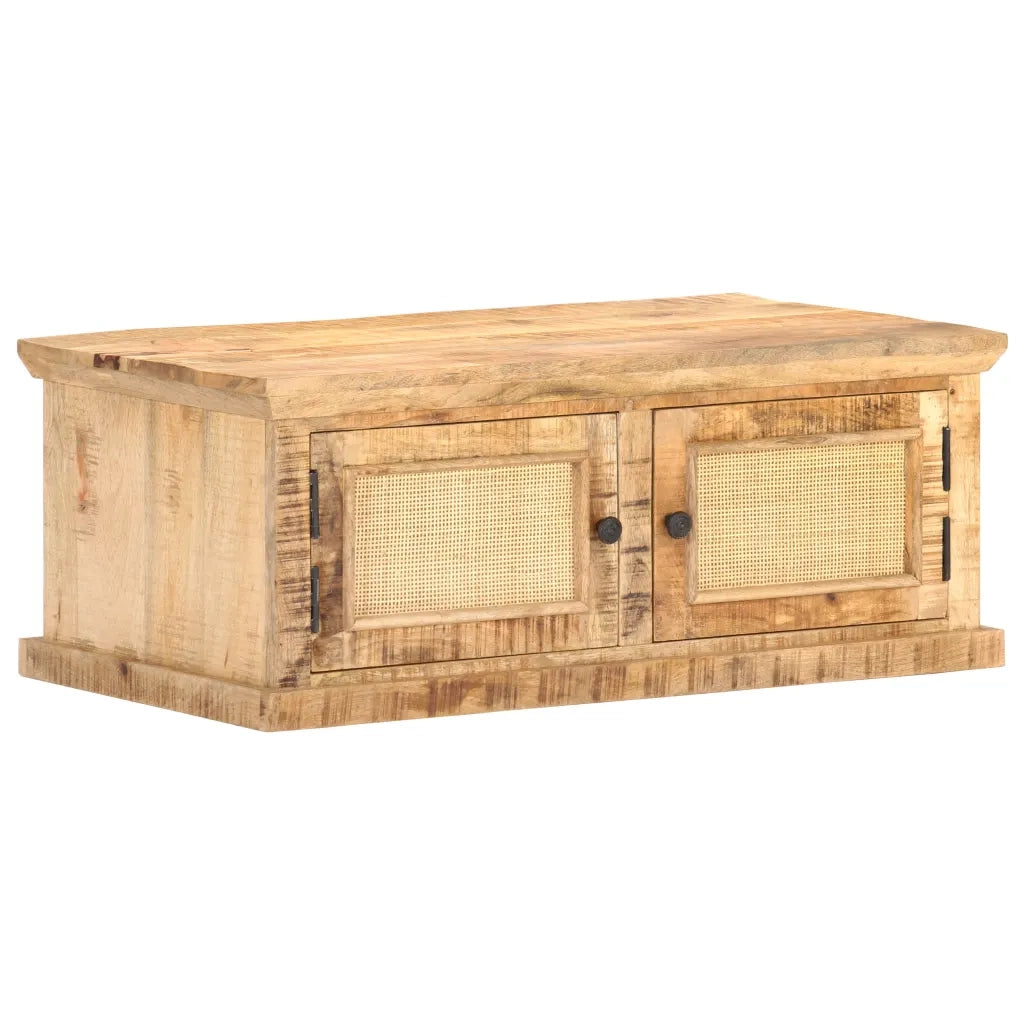 Tavolino da Salotto 90x50x35 cm Legno Massello di Mango e Canna 289089