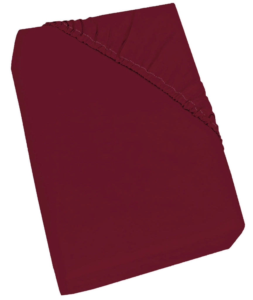 Lenzuolo Sotto con Angoli ed Elastico Tinta Unita Bordeaux 1 Piazza e Mezzo Francese