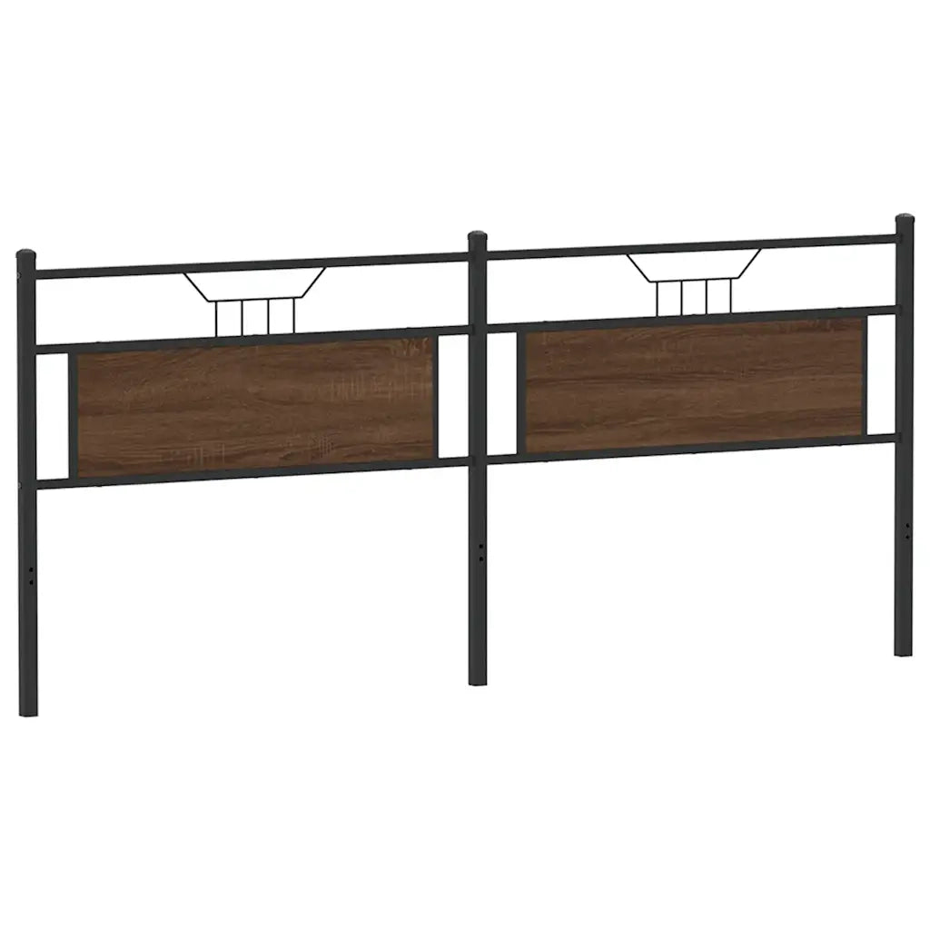 Testiera di Ricambio Rovere Marrone 193 cm in Legno Multistrato e Acciaio 4106878