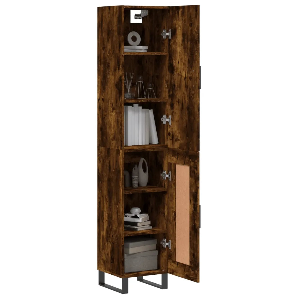Credenza-Buffet-Armadio da cucina Rovere Fumo 34,5x34x180 cm in Legno Multistrato 751549
