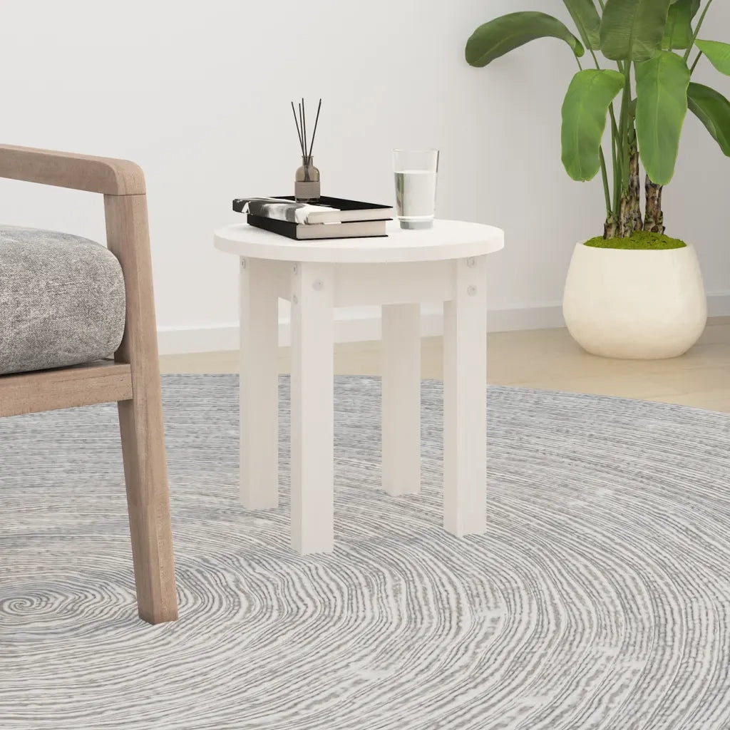 Tavolino da Salotto Bianco Ø 35x35 cm in Legno Massello di Pino 822338