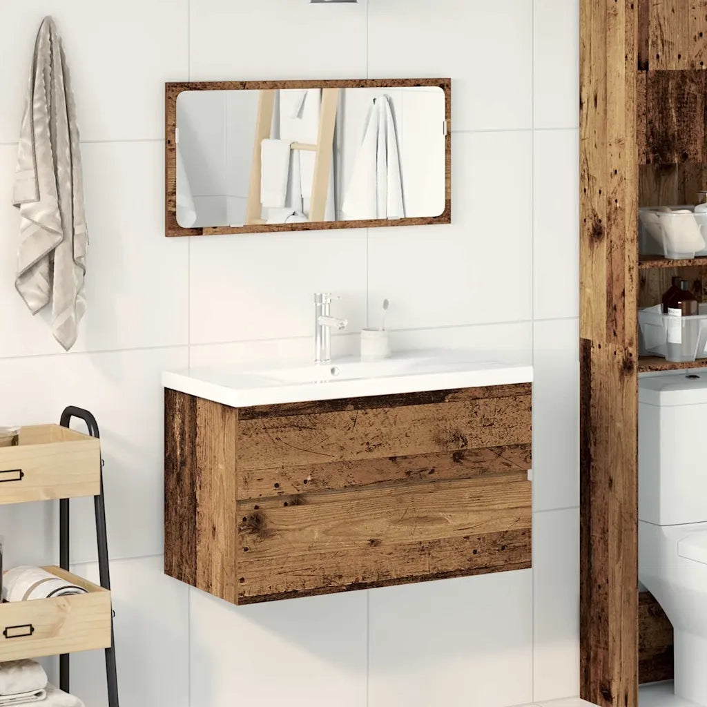 Set Mobili da Bagno | Armadio da bagno 3 pz Legno Antico in Legno Multistrato