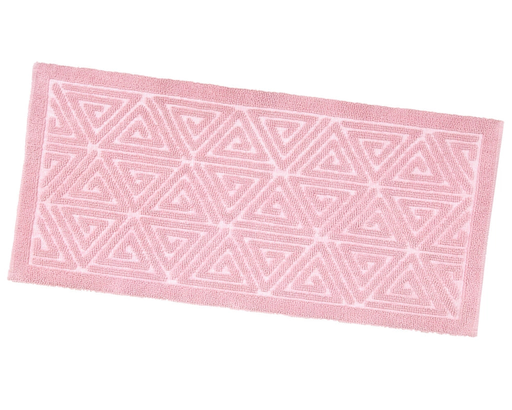 Tappeto Bagno Greca 65x150 cm Scendiletto Morbido Puro Cotone Assorbente Antiscivolo Rosa