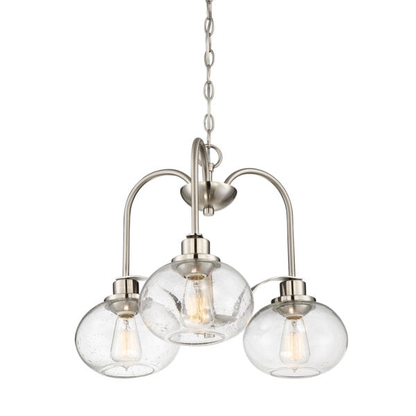 Lampadario vetro trasparente nichel Trilogy 3xE27 Quoizel