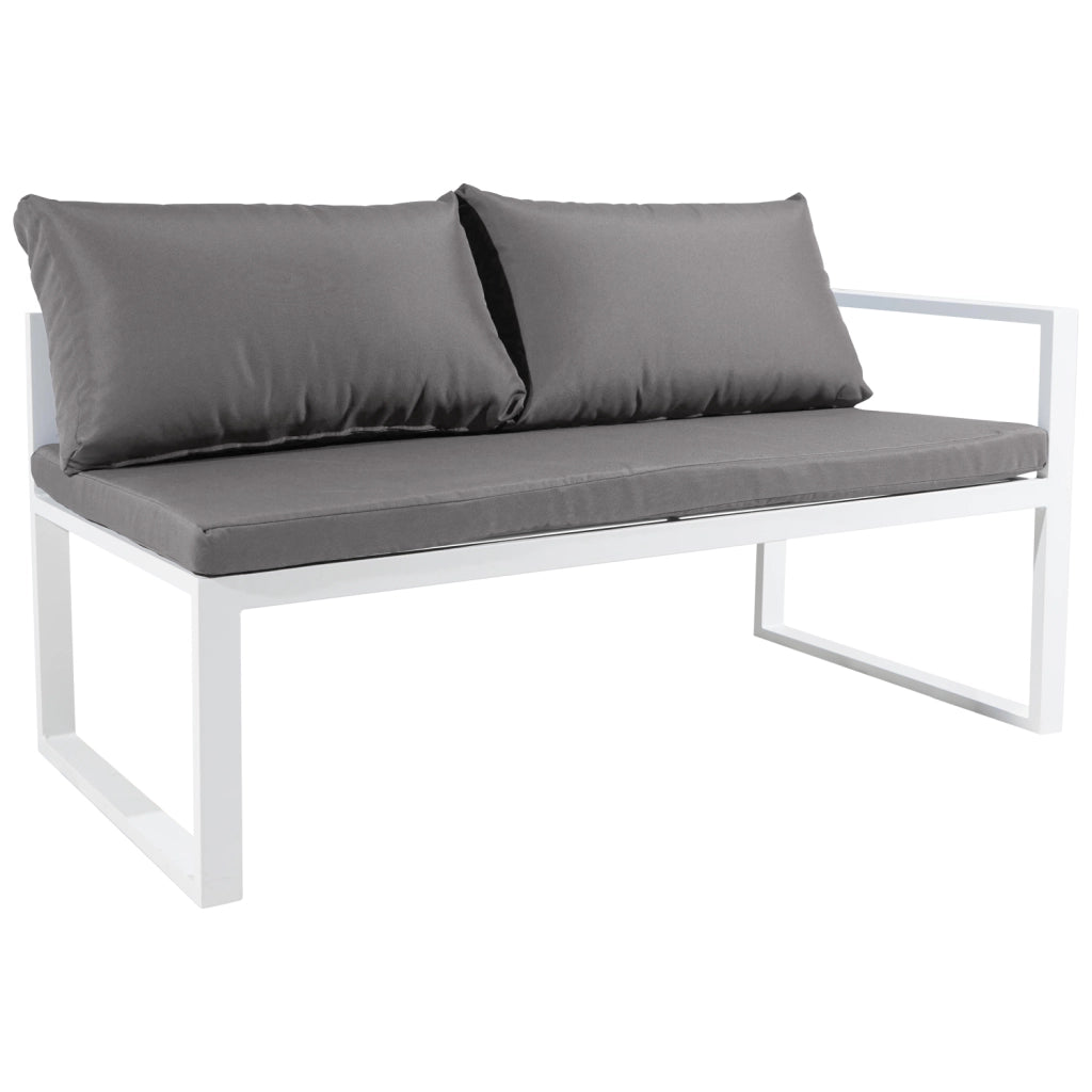 Set di mobili da giardino modulari IBIZA in tessuto grigio per 7 persone - alluminio bianco