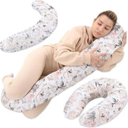 Cuscino per neonati 165 x 70 cm, cuscino di cotone confortevole con copertura, cuscino del corpo con chiusura a righello - rosa selvatica