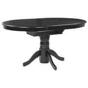 Tavolo da pranzo allungabile in legno con piedistallo nero 106/150 x 106 cm stile vintage retrò