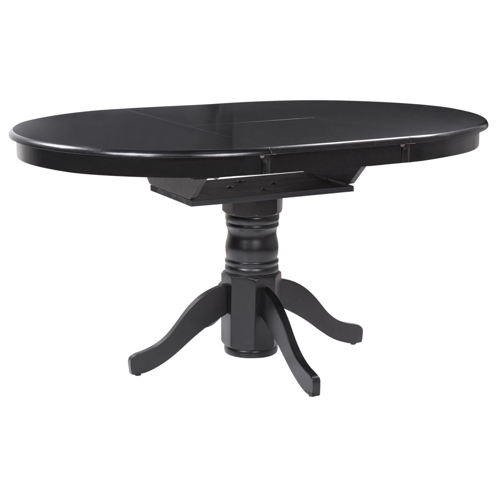 Tavolo da pranzo allungabile in legno con piedistallo nero 106/150 x 106 cm stile vintage retrò